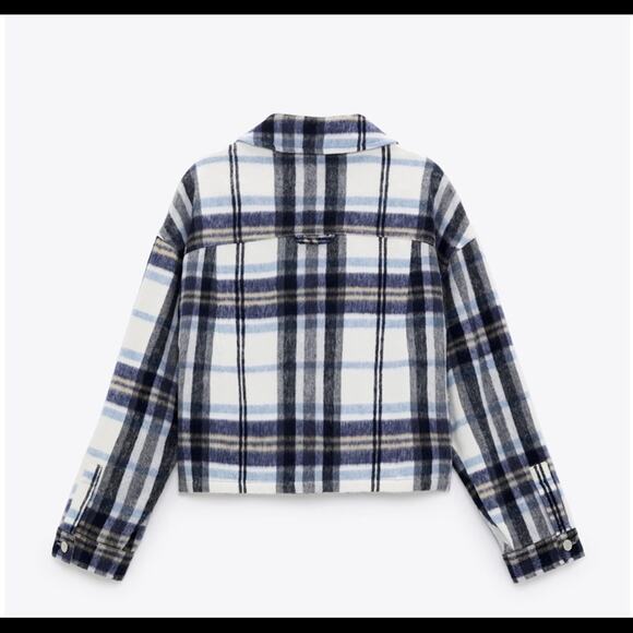 Zara cropped plaid flannel cropped overshirt shacket NWT size Small - Picture 5 of 15